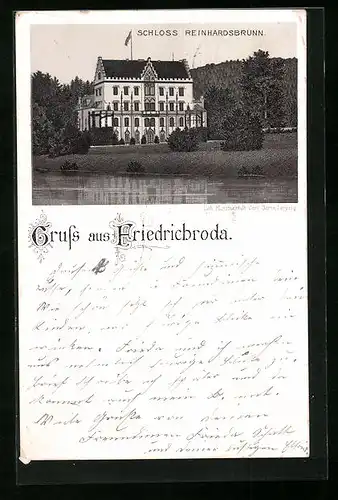 Lithographie Friedrichroda, Schloss Reinhardsbrunn