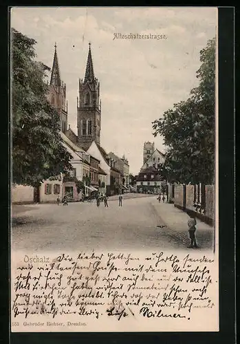 AK Oschatz, Blick in die Altoschatzerstrasse