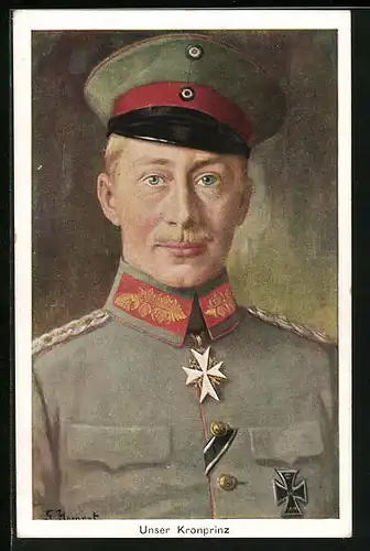 Künstler-AK Kronprinz Wilhelm von Preussen in Uniform