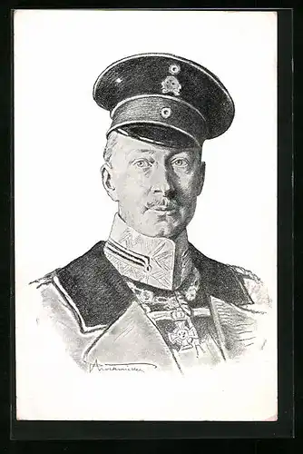 Künstler-AK Kronprinz Wilhelm von Preussen in Uniform