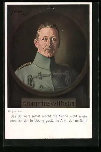 Künstler-AK Kronprinz Wilhelm von Preussen in Uniform