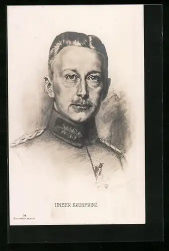 Künstler-AK Kronprinz Wilhelm von Preussen in Uniform