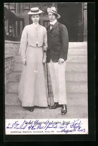 AK Kronprinz Wilhelm von Preussen mit Braut Cecilie