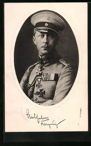 Präge-AK Kronprinz Wilhelm von Preussen in Uniform mit Orden