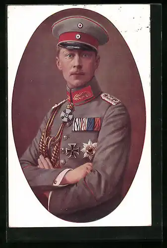 AK Kronprinz Wilhelm von Preussen in Feldgrau mit Orden
