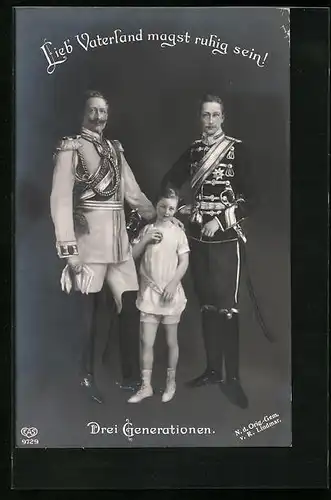 AK Drei Generationen, Kronprinz Wilhelm von Preussen, Kaiser Wilhelm II.
