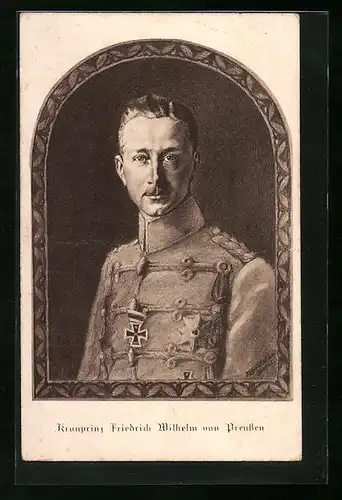 Künstler-AK Kronprinz Wilhelm von Preussen in Uniform