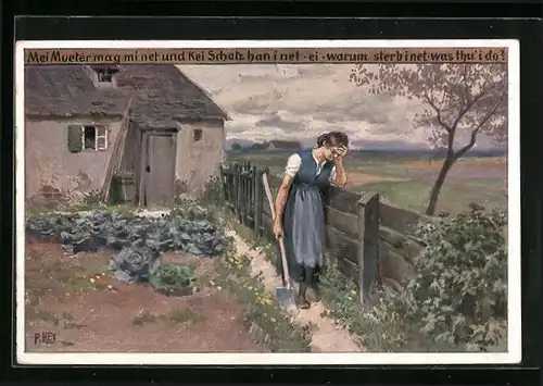Künstler-AK Paul Hey: Volksliederkarte Nr. 93: Mei Mueter mag mi net
