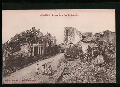 AK Merville, Ruines de la Rue des Capucins