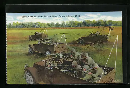 AK Camp Lejeune, N. C., Marine Base, Scout Cars on Alert, Amerikanische Soldaten in LKW`s