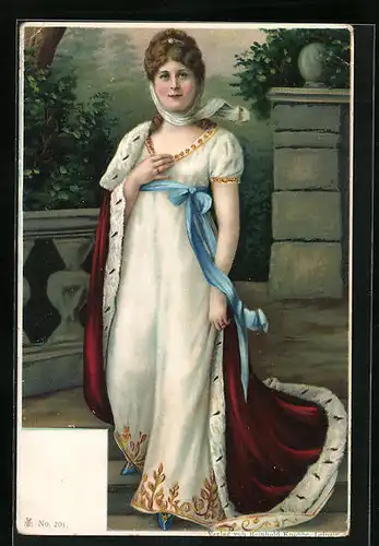 Künstler-AK Portrait der Königin Luise von Preussen in roter Samtrobe