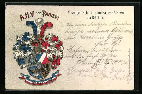 AK Berlin, Akademisch-historischer Verein, Studentenwappen