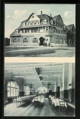 AK Waiblingen, Bahnhof-Hotel von der Strasse gesehen, Innenansicht