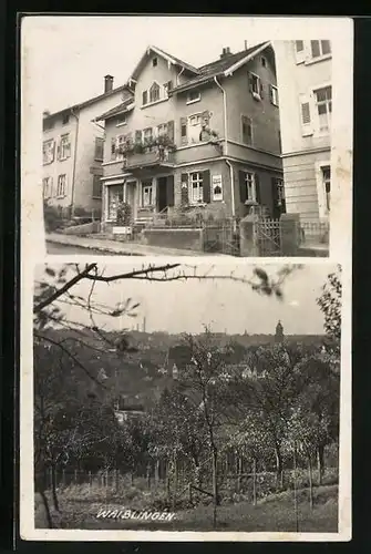 Foto-AK Waiblingen, Gasthaus zum Hirsch in der Stuttgarterstrasse 2, 1931