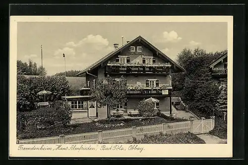 AK Bad Tölz /Obb., Fremdenheim Haus Almfrieden mit Garten aus der Vogelschau