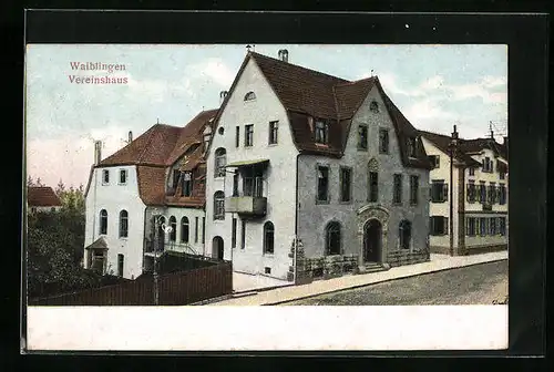 Relief-AK Waiblingen, Vereinshaus von der Strasse gesehen