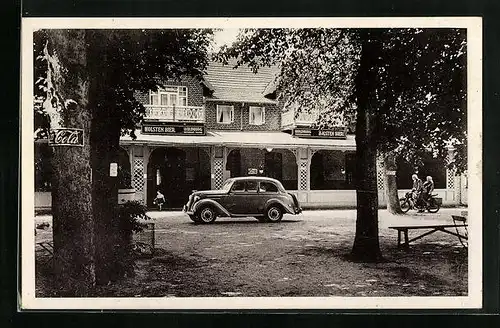 AK Kleckerwald, Kurhaus zur Waldburg mit Werbeschild Coca Cola und Automobil