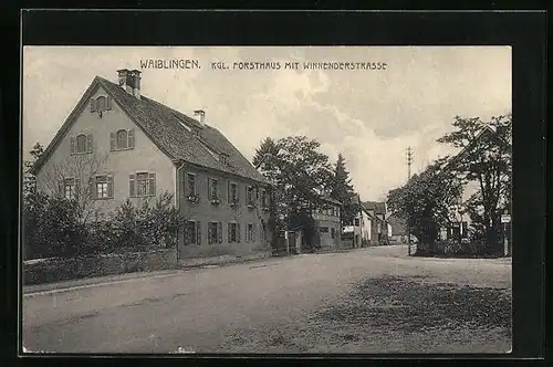 AK Waiblingen, Kgl. Forsthaus mit Winnenderstrasse