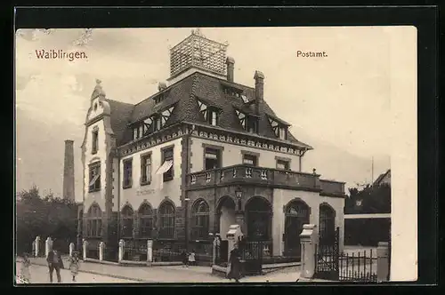AK Waiblingen, Postamt an der Bahnhofstrasse