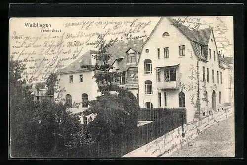 AK Waiblingen, Vereinshaus aus der Vogelschau