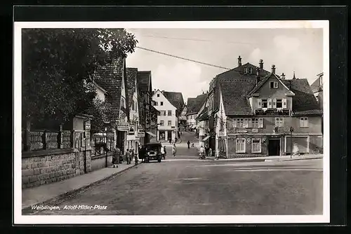 AK Waiblingen, Strassenpartie am Platz, Gasthaus zum Stern