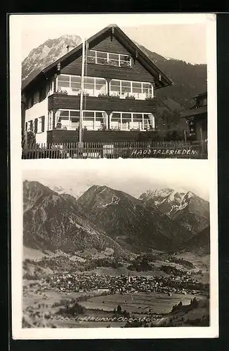 AK Oberstdorf, Hotel Haus Talfrieden, Panorama