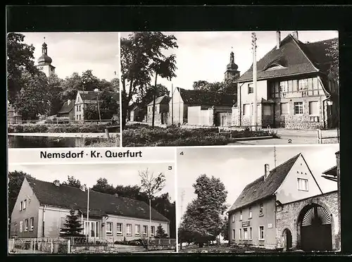 AK Nemsdorf /Querfurt, Blick zur Kirche, Kulturhaus, Kindergarten