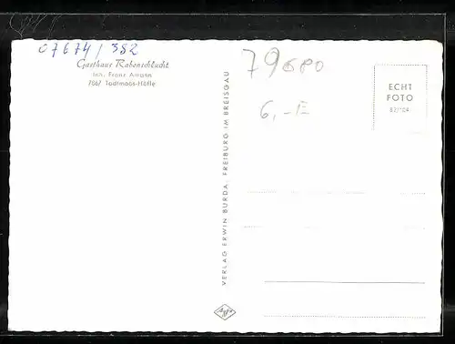 AK Todtmoos-Höfle, Gasthaus Rabenschlucht mit Innenansicht