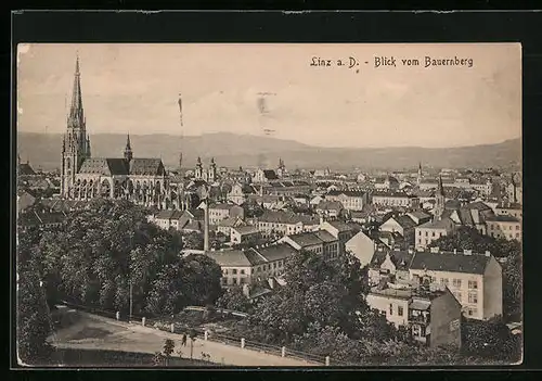 AK Linz a. D., Blick vom Bauernberg