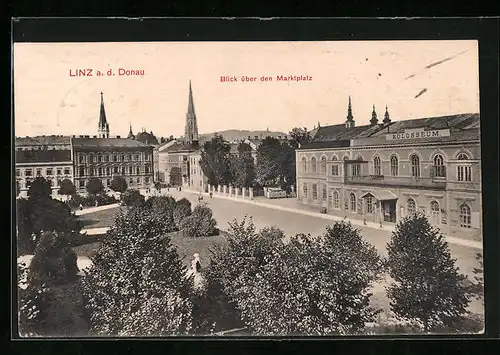 AK Linz a. D., Blick über den Marktplatz