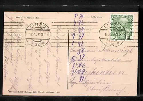 AK Linz a. D., Blick über den Marktplatz