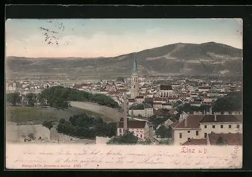 AK Linz a. D., Totalansicht mit Kirche