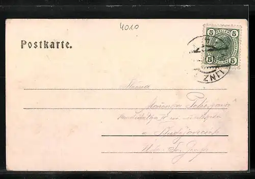 AK Linz a. D., Totalansicht mit Kirche