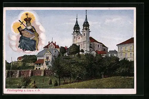 AK Linz a. D., Pöstlingberg mit Kirche