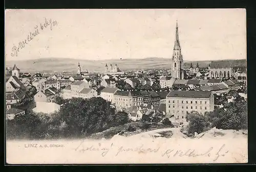 AK Linz a. D., Totalansicht mit Kirche