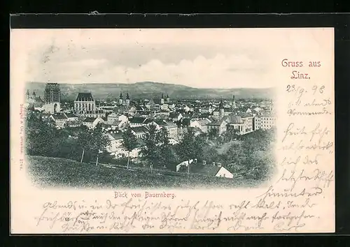 AK Linz a. D., Blick vom Bauernberg