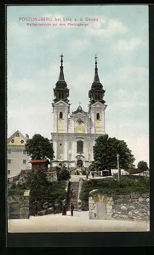 AK Pöstlingberg /Linz, Wallfahrtskirche mit Doppelturm