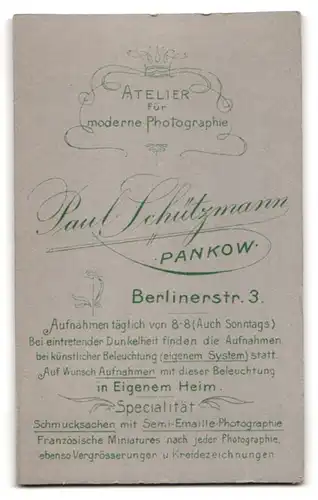 Fotografie P. Schützmann, Pankow, Berliner-Strasse 3, Junge Frau mit Stirnlocken und Brosche