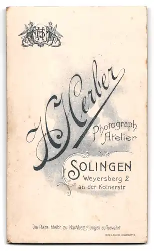 Fotografie H. Herber, Solingen, Weyersberg 2, Portrait junger Mann trägt Anzug und Krawatte