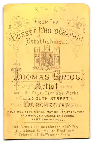 Fotografie Thormas Grigg, Dorchester, 35, South Street, Bürgerliche Dame mit einem Buch