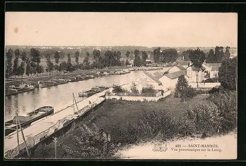 AK Saint-Mammés, Vue panoramique sur le Loing