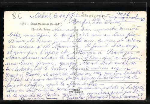 AK Saint-Mammés, Quai de Seine