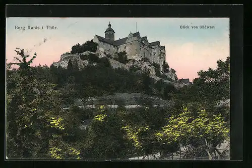 AK Ranis i. Thür, Burg Ranis, Blick von Südwest