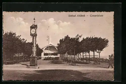 AK Ahlbeck, Konzertplatz mit Standuhr