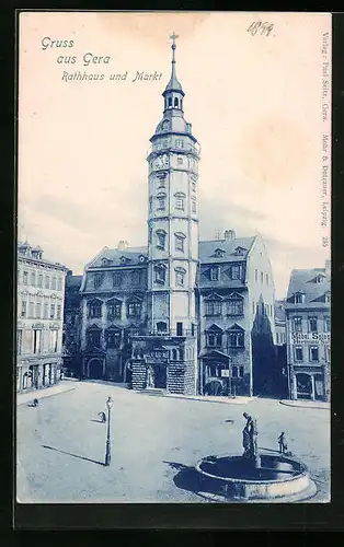 AK Gera, Rathaus und Markt