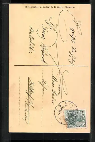 AK Pössneck, Rathaus mit Konditorei