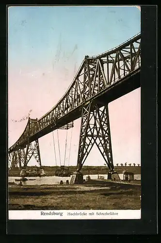 AK Rendsburg, Hochbrücke mit Schwebefähre