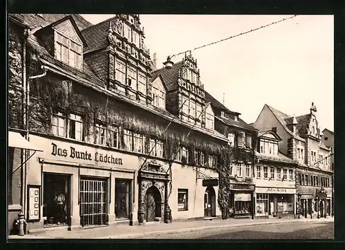 AK Saalfeld, Saalstrasse mit Das Bunte Lädchen