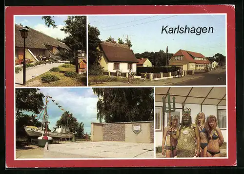 AK Karlshagen /Wolgast, Hauptstrasse, Traditionsschiff und Freilichtbühne