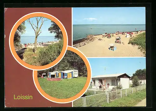 AK Loissin, Blick zum Strand, Zeltplatz und Bungalowsiedlungen